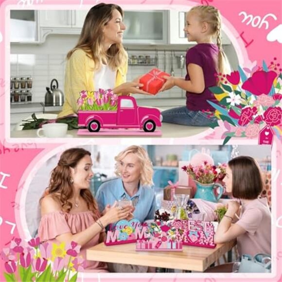 6 Pcs Mother's Day Table Wooden Decorations Happy Mother's Day Tabletop - Picture 5 of 6